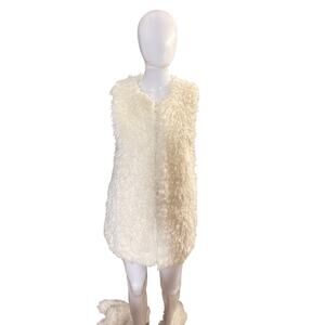 Universal Thread Faux Fur Sherpa Vest – Ivory/Cream, OSFM, Cozy Open Front